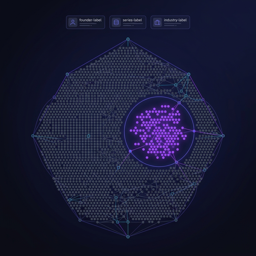 8000 nodes with ~150 highlighted after label-based pre-filter