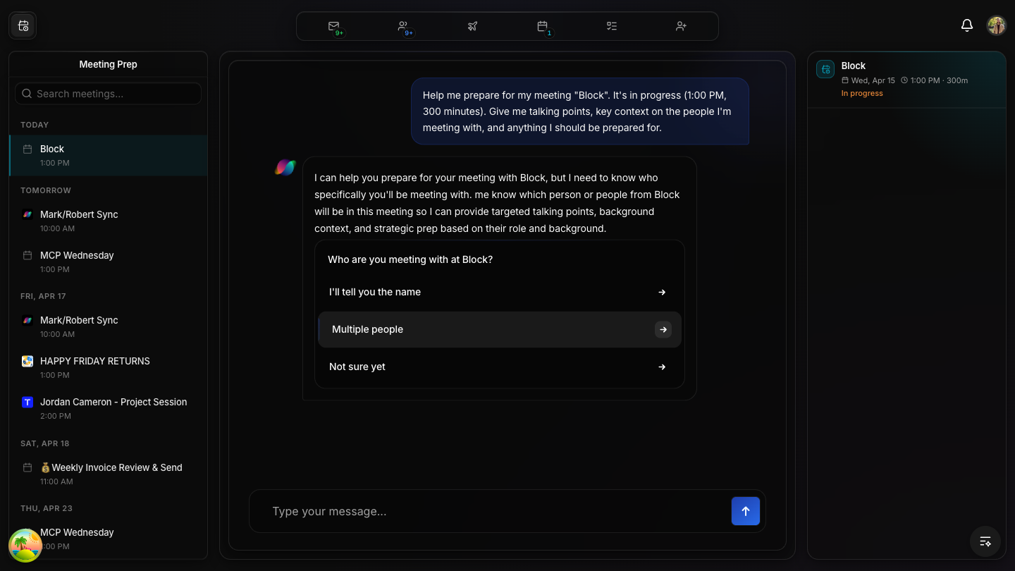 AI asks who you're meeting with